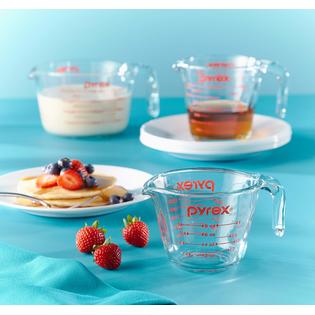 Pyrex 3 Piece Glass Measuring Cup Set, Includes 1-Cup, 2-Cup, and 4-Cup  Tempered