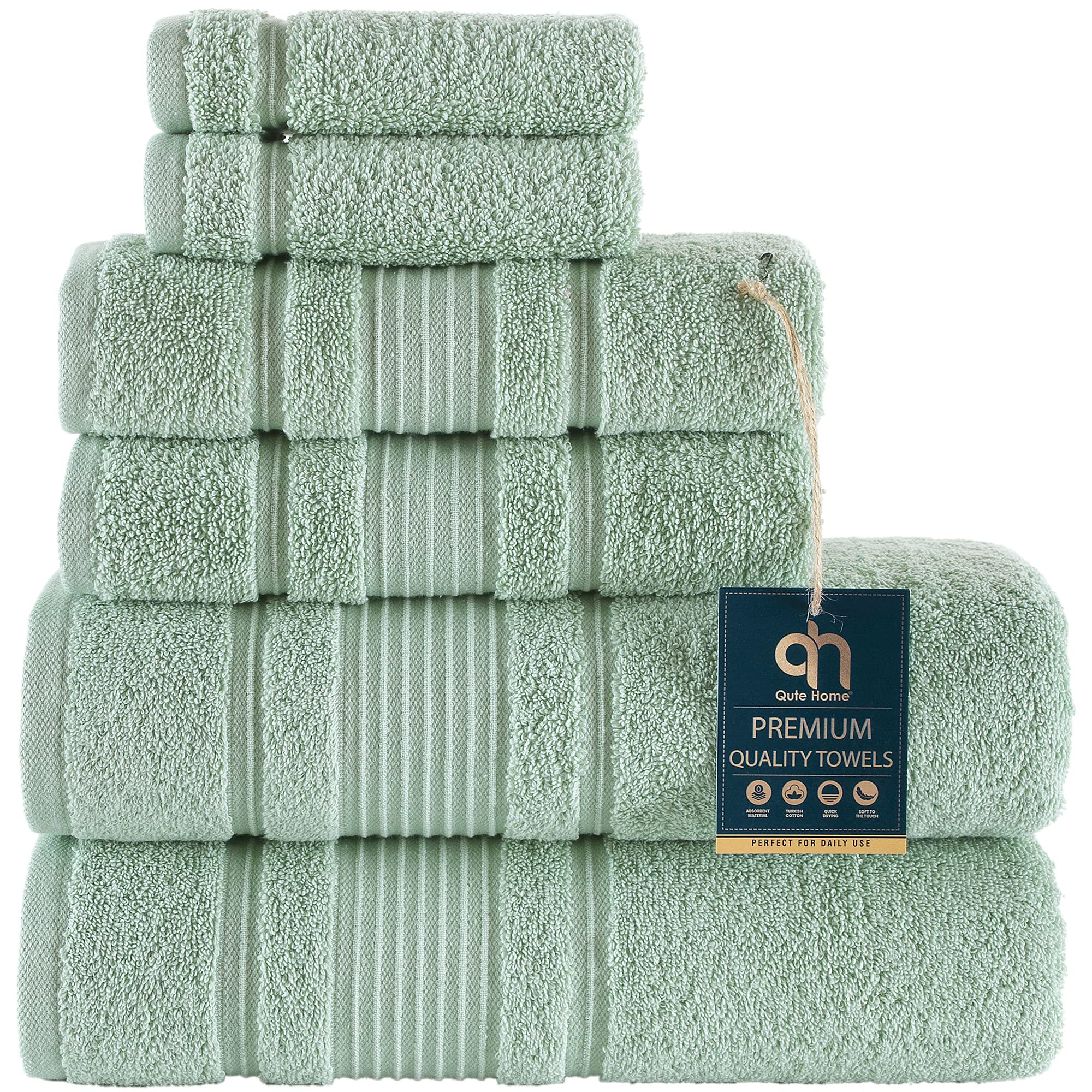 qute home Qute Home 6-Piece Bath Towels Set, 100% Turkish Cotton Premium  Quality Bathroom Towels, Soft and Absorbent Turkish Towels, Set I
