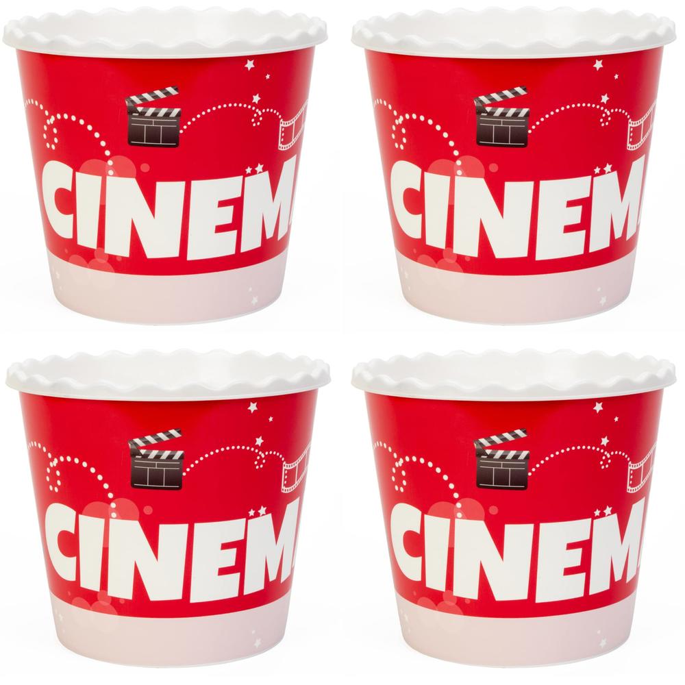 ONONGLOBAL LTD Retro Style Reusable Plastic Popcorn Containers/Popcorn Bowls Set for Movie Theater Night - Washable in The Dishwasher - (BPA Fr