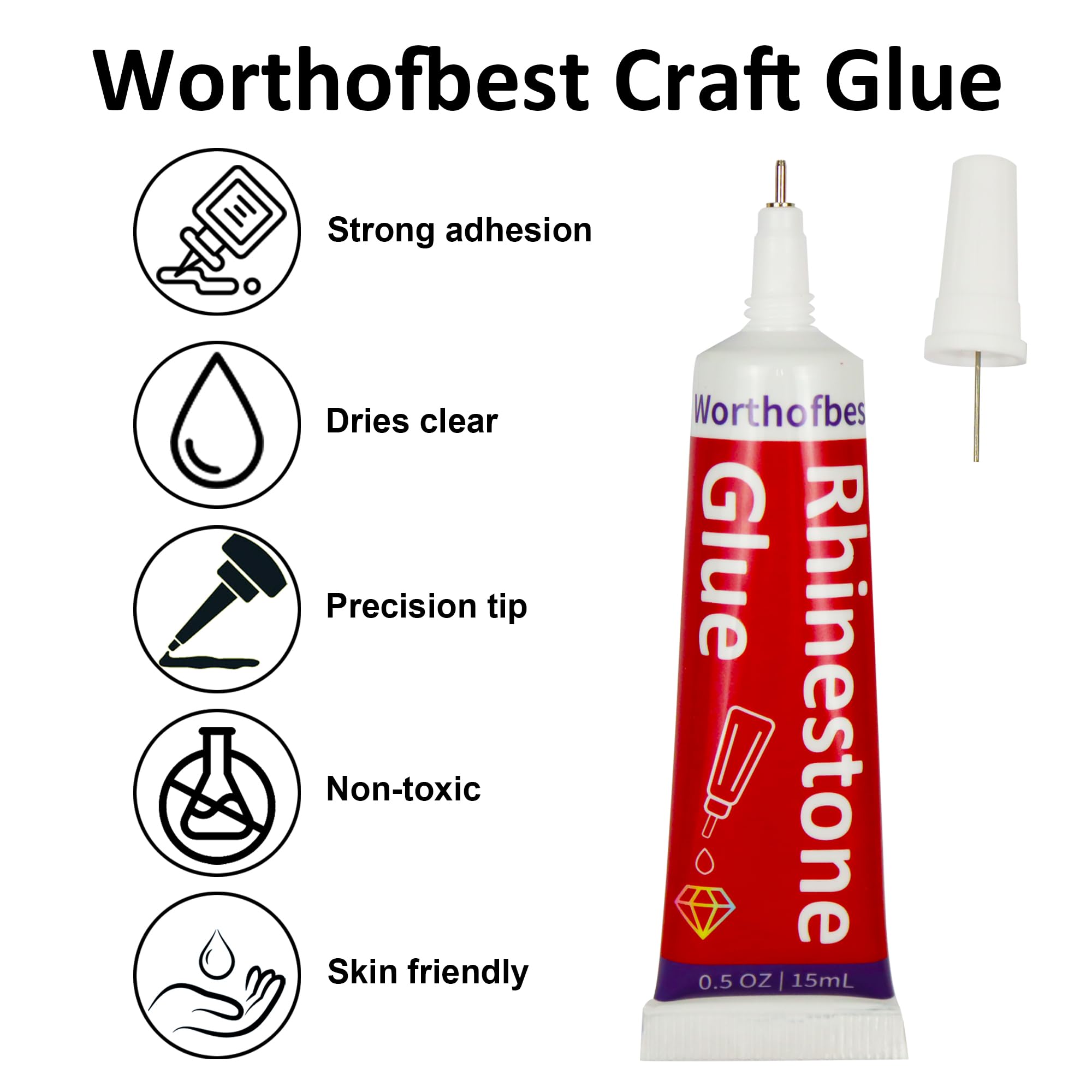 worthofbest Rhinestones for Crafts with Glue Clear, Bedazzler kit with  Rhinestones Flatback Crystal Gems Bling All