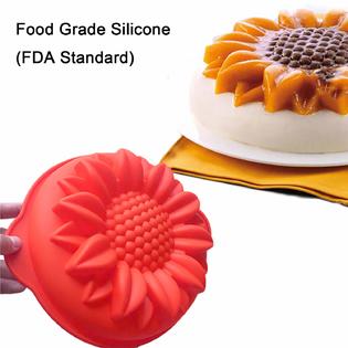 Rocutus 3 Pack Non-Stick Flower Shape Silicone Cake Bread Pie Flan Tart Jello Molds Silicone Baking Molds,Large Flower Baking Trays for Birthday
