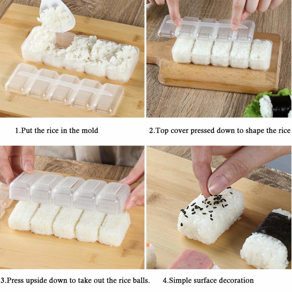 Dceyaor Diy Sushi Molds Rice Ball Molds Set Include 1 Piece Sushi Rice ...