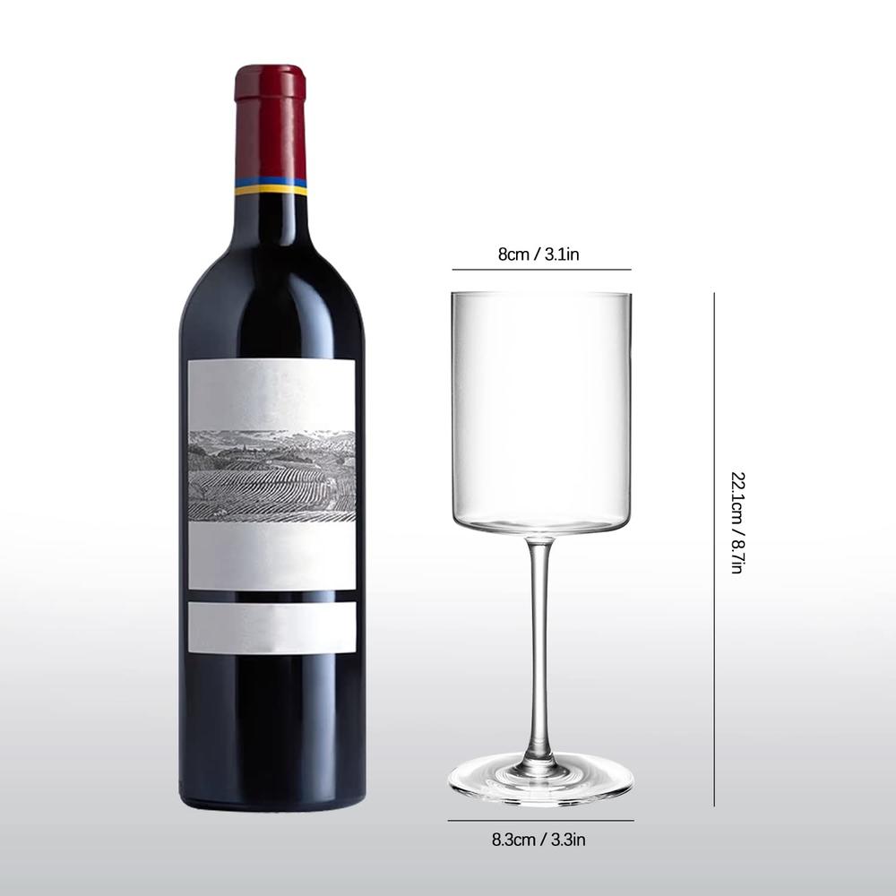 SANZO Square Wine Glasses Set 4, Wine Glasses 15oz, Elegant Design White Wine Glasses, Red Wine Glasses Set for Home Bar Party (