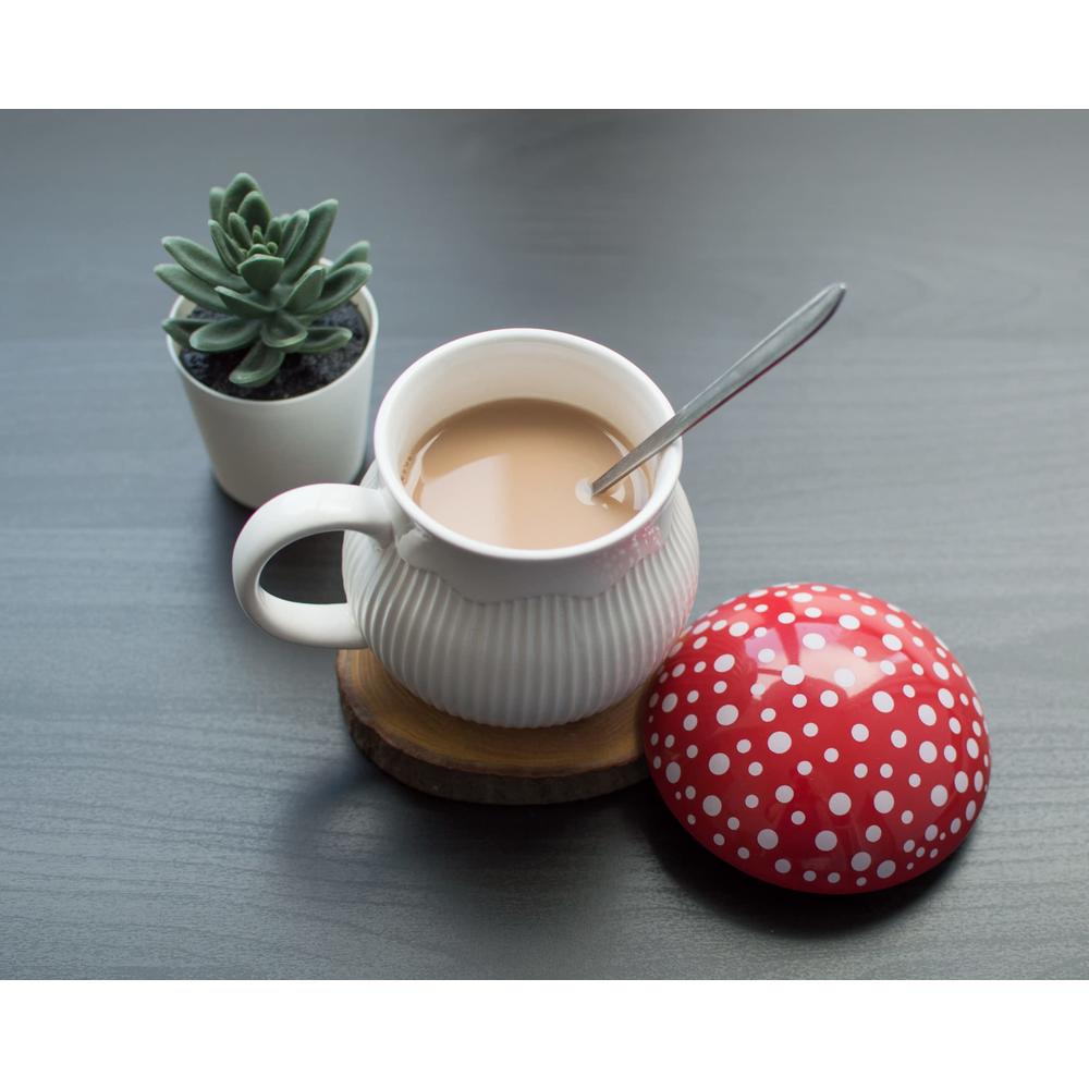 Dreamstall Mushroom Mug with Lid Stoneware Coffee Cup with Decorative Gift Box (Red), Cottagecore Aesthetic Decor