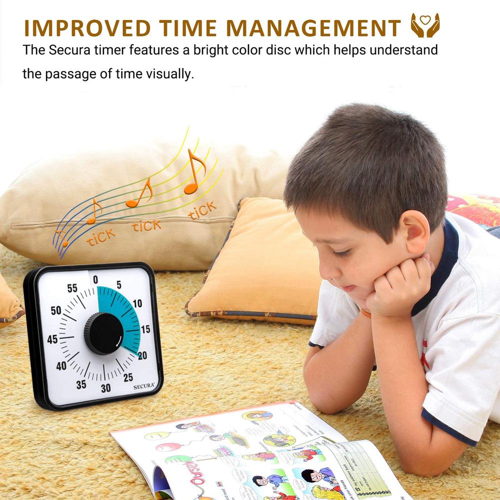 Secura 60-Minute Visual Countdown Timer, 7.5-Inch Oversize Classroom ...