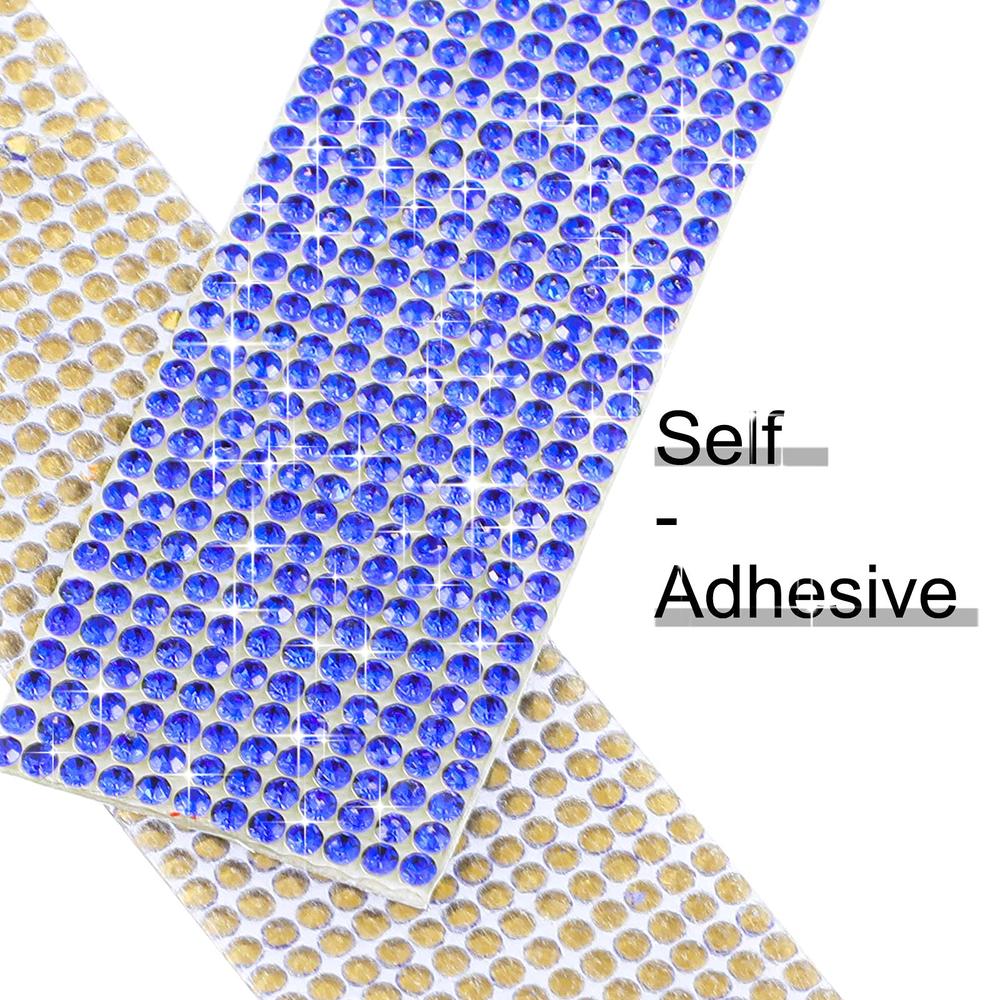 Zonon Self Adhesive Rhinestone Strips Diamond Bling Crystal Ribbon Sticker  Wrap for Craft Jewel Tape Roll with 2 mm Rhinestones for DI