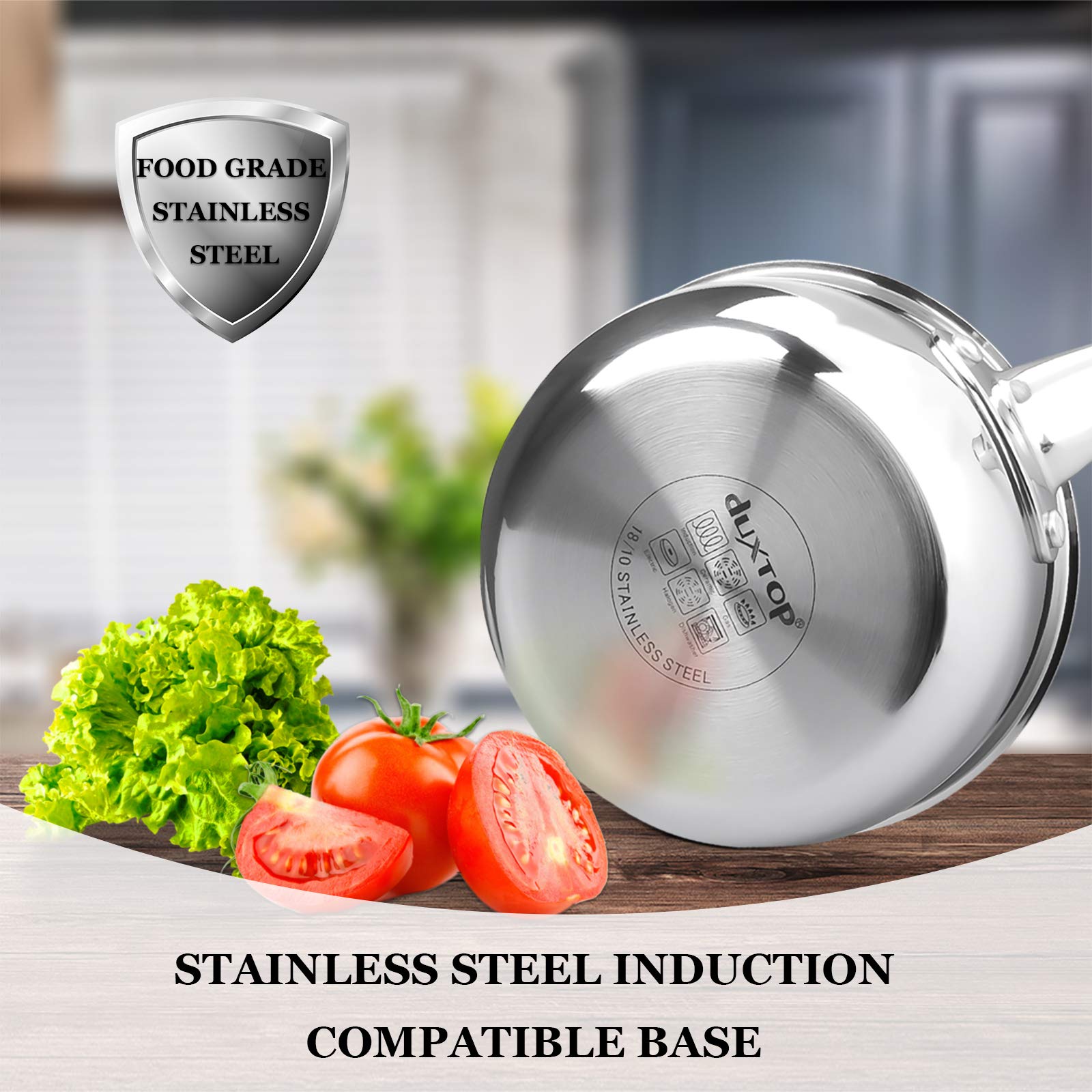 Duxtop Whole-Clad Tri-Ply Stainless Steel Saucepan with Lid, 1.6 Quart, Kitchen Induction Cookware