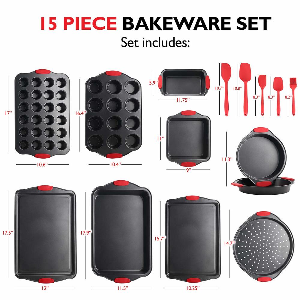 Eatex Nonstick Bakeware Sets with Baking Pans Set, 39 Piece Baking Set with Muffin Pan, Cake Pan & Cookie Sheets for Baking Nons
