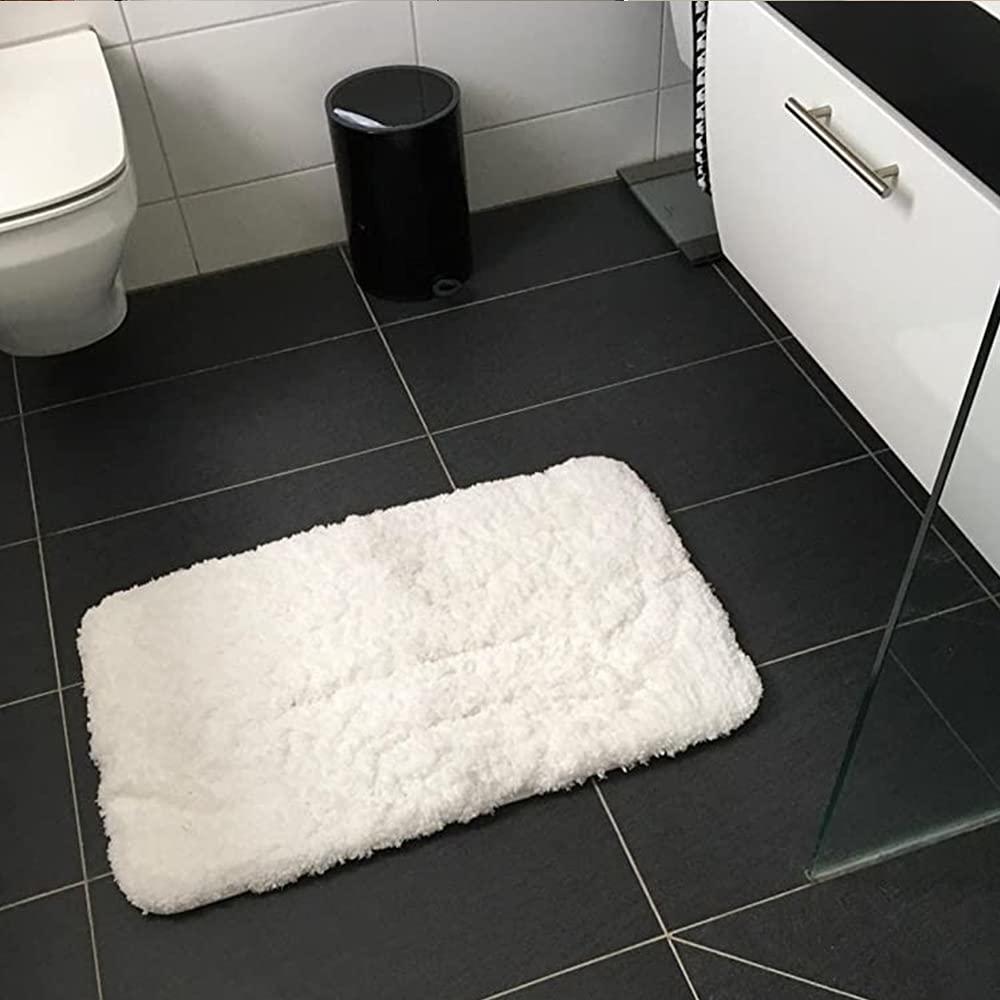 Sheepping Bathroom Rugs Microfiber Plush White Bath Mat Machine Washable, Non Slip Rubber and Absorbency Bath Rugs for Bathroom 