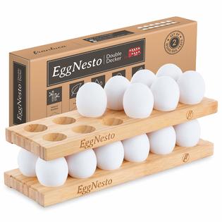 Franluca EggNesto Wooden Egg Holder Countertop, 2 Egg Trays - Rustic  Chicken Egg Holder, Wooden Egg Tray, Stackable 24 Egg Rack for Fresh