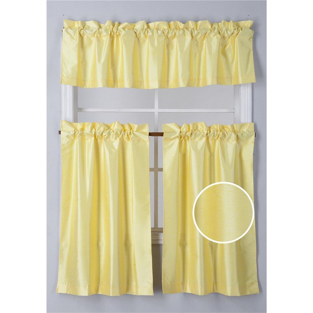 Elegant Home Decor Elegant Home Collection 3 Piece Solid Color Faux Silk Blackout Kitchen Window Curtain Set with Tiers and Valance Solid Color Lin