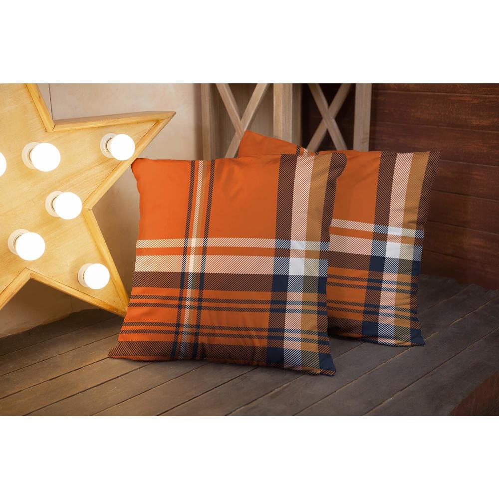 silichee Christmas Pillow Covers Set of 2, Buffalo Check Plaid Throw Pillow Covers Orange Plaid Decorative Square Pillow Cover C