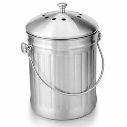ENLOY Compost Bin, ENLOY Stainless Steel Indoor Compost Bucket for Kitchen Countertop Odorless Compost Pail for Kitchen Food Waste