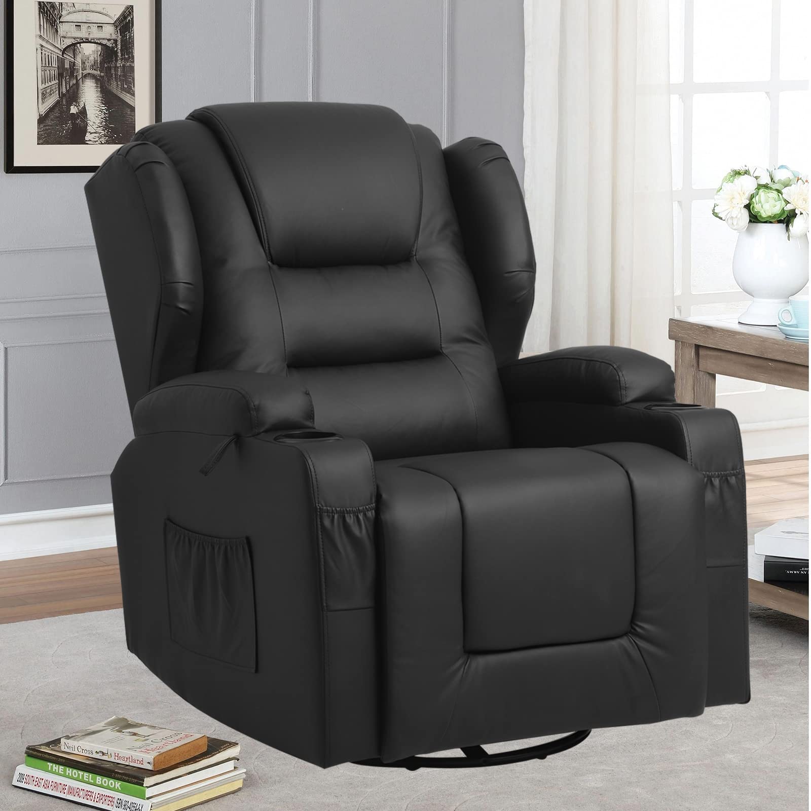 ETAGERIA Swivel Rocker Recliner Nursery Rocking Chairs 360 Degree, Manual Glider Recliner Chairs for Living Room,Upholstered Swi