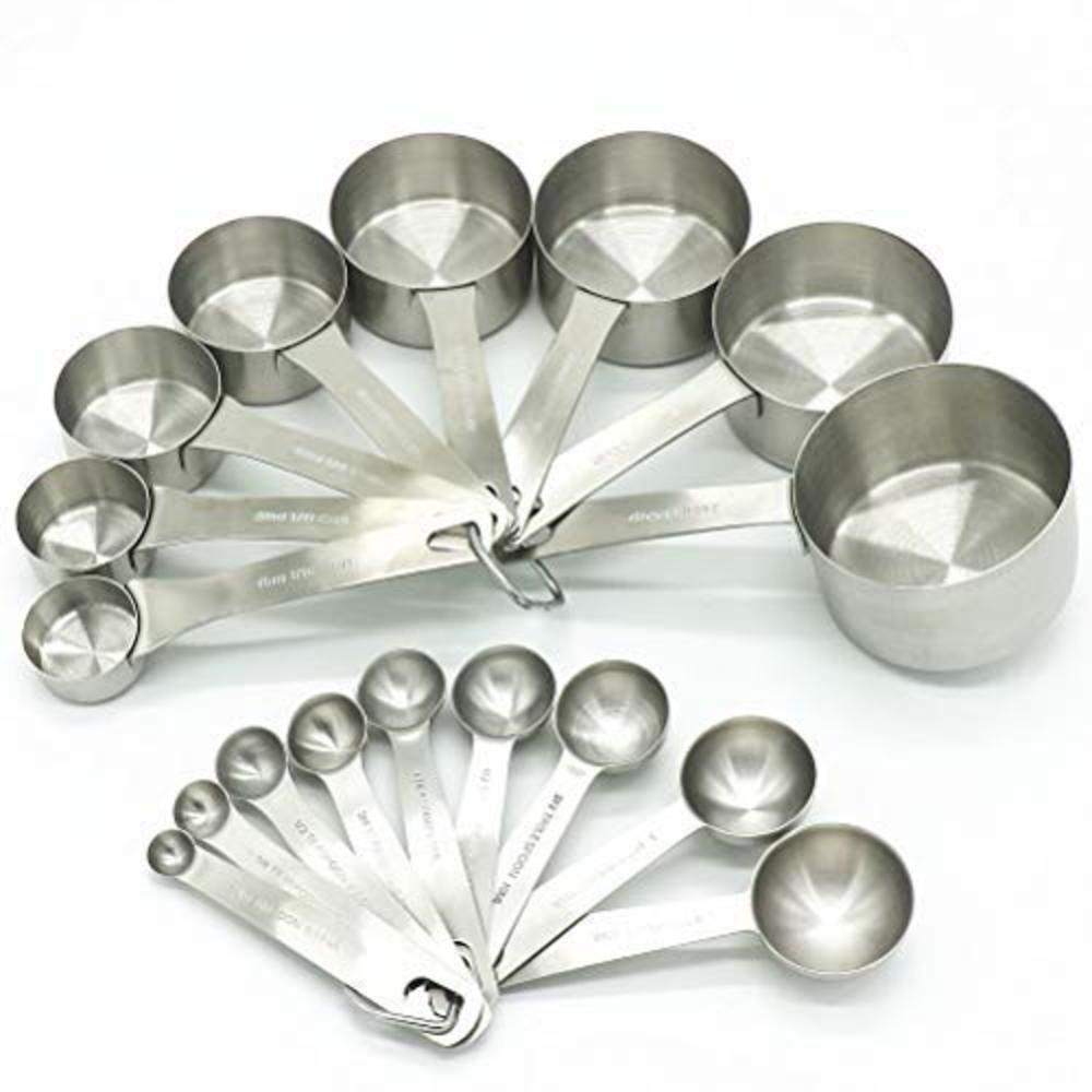 Smithcraft Measuring Cups and Measuring Spoons Set, Stainless Steel Measuring Cups and Spoons, 18/8 Steel Heavy Duty 8 Measuring