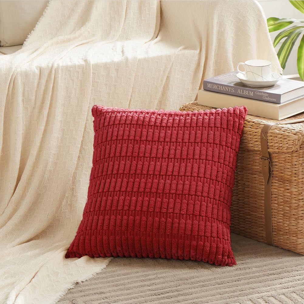 Fancy Homi 2 Packs Red Christmas Decorative Throw Pillow Covers 16x16 Inch for Living Room Couch Bed Sofa, Christmas Home Decor,