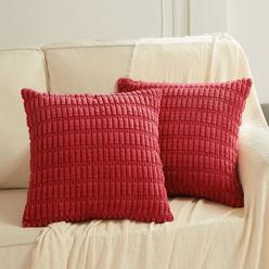 Fancy Homi 2 Packs Red Christmas Decorative Throw Pillow Covers 16x16 Inch for Living Room Couch Bed Sofa, Christmas Home Decor,