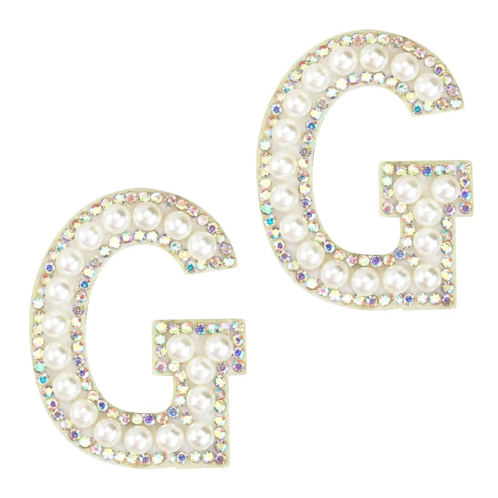 MY Storeone Sparkly Rhinestones and Elegant Pearls Iron On Patches for Clothing, A-Z Sew On Decorative Letter Patch Glitter Alphabet Appliqu