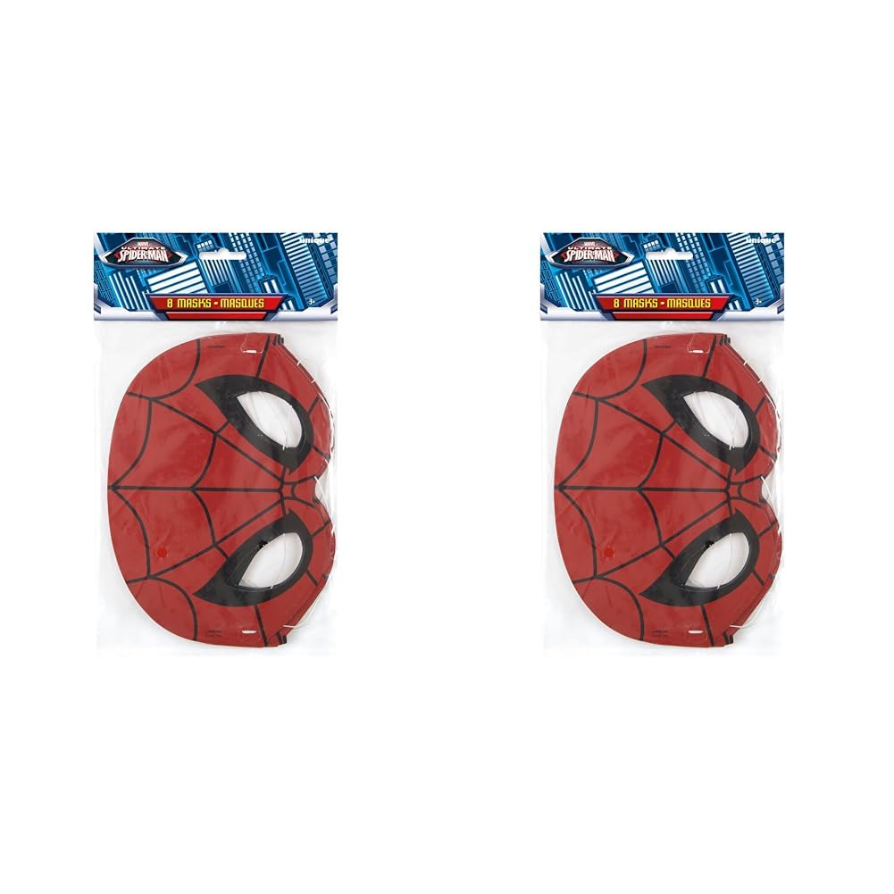 Unique Spider-Man Party Paper Masks - Child Size, 8 Pcs