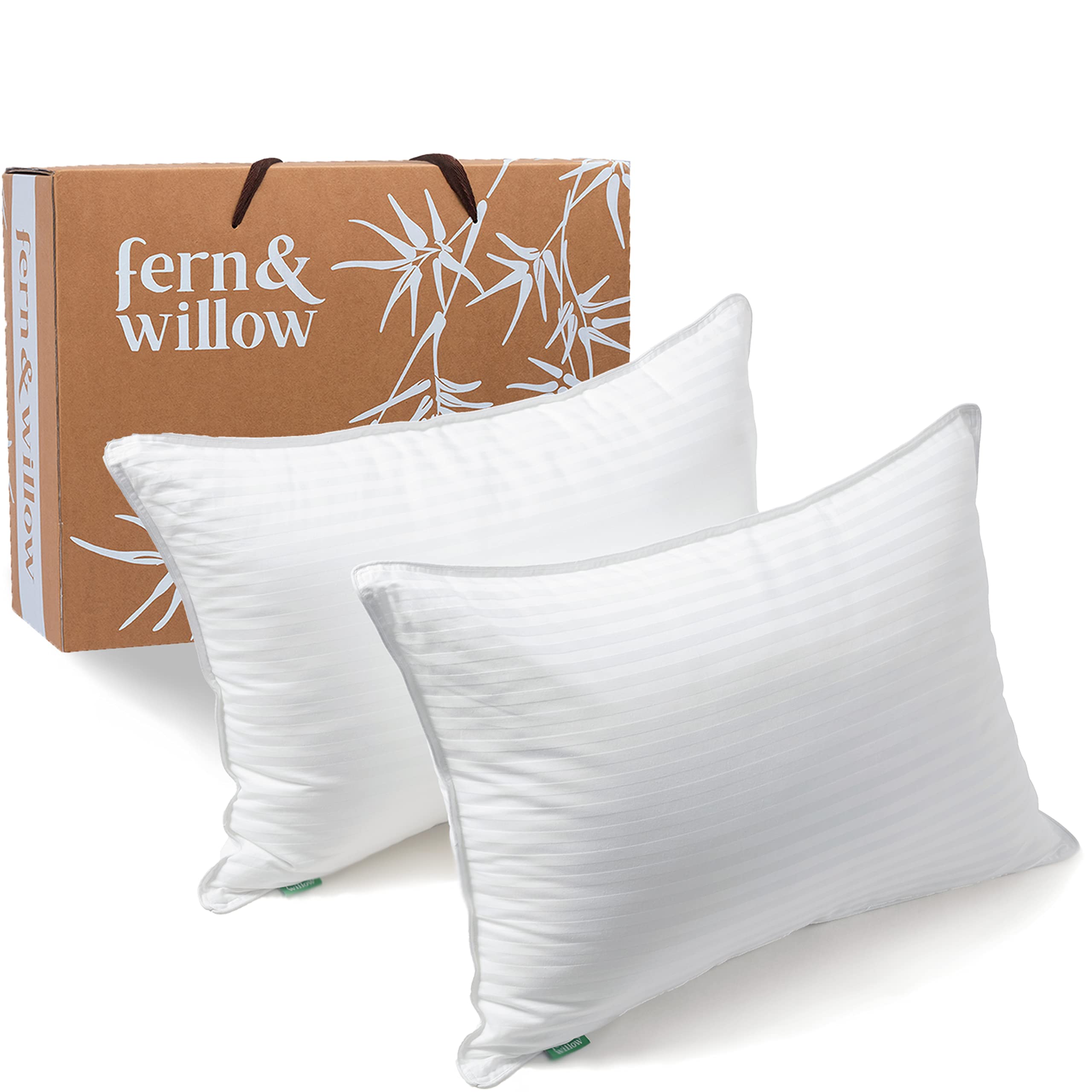 Fern & Willow Luxury Down Alternative Plush Adjustable Fill Pillow, King, 2 Pack