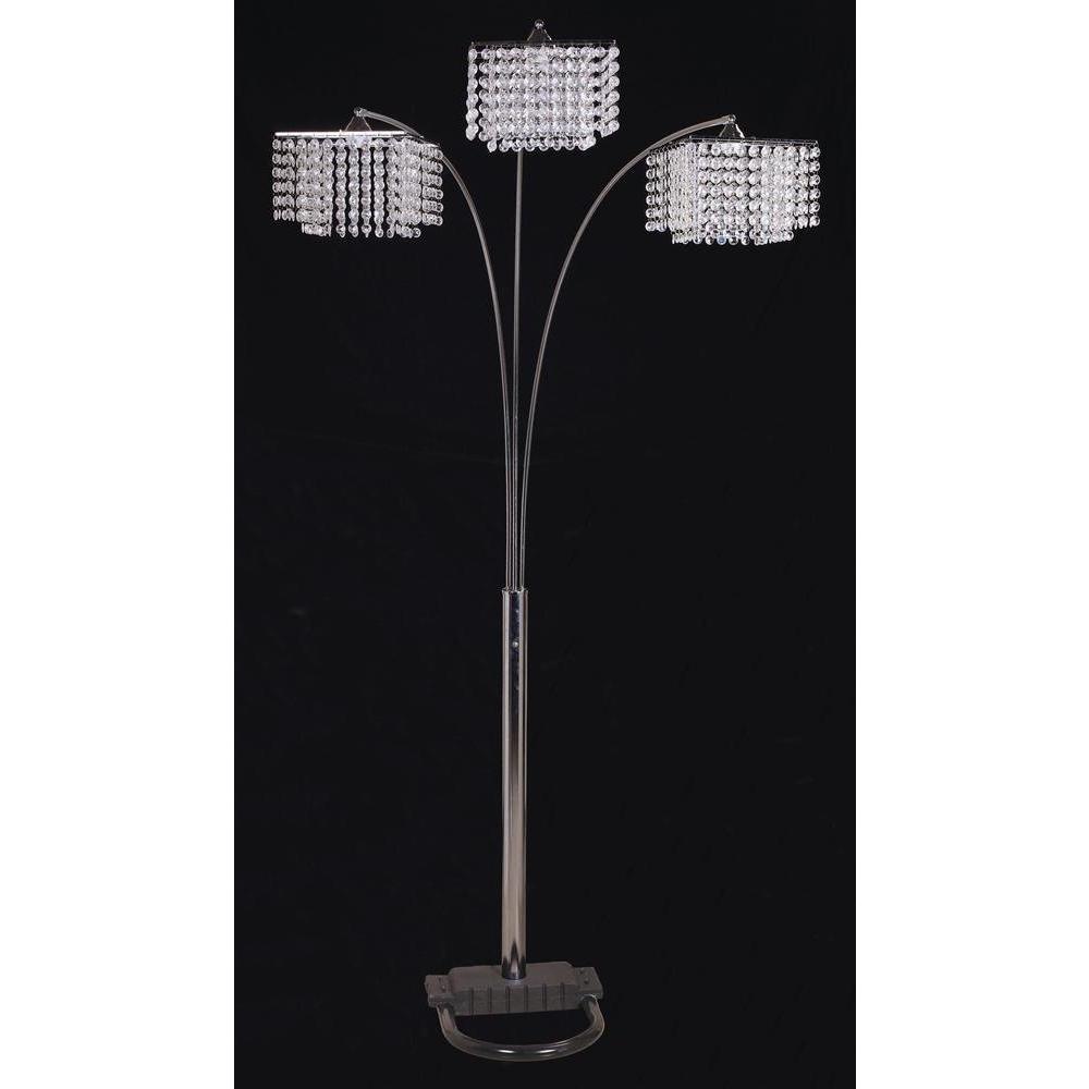 SQUARE FURNITURE 3 Light Crystal Arch Floor Lamp