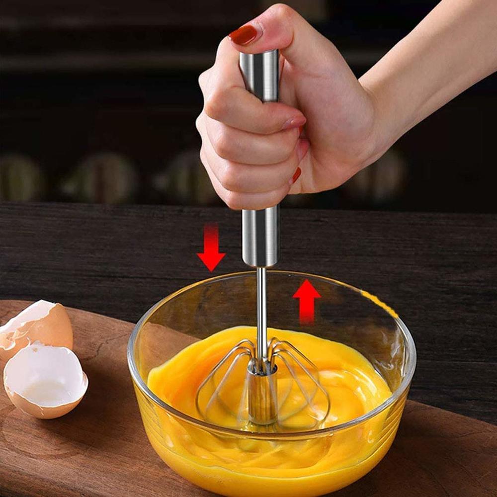 UpTuoLi Stainless Egg Whisks, Hand Push Egg Rotary Whisk, Egg Beater Mixer, Semi-Automatic Rotating Whisk Hand Mixer Blender