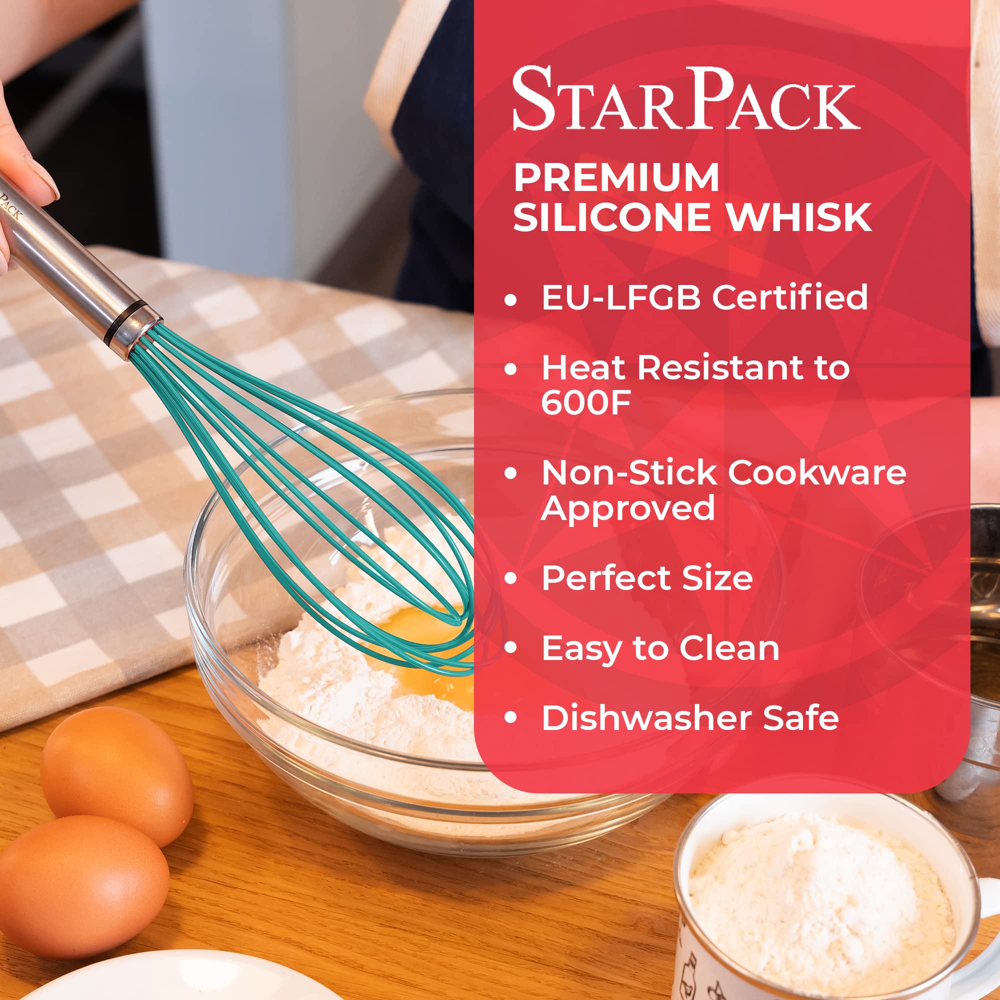 StarPack Home StarPack Premium Silicone Whisks for Cooking - Whisk Silicone Material with High Heat Resistance of 600°F - Non-Stick Kitchen Wh