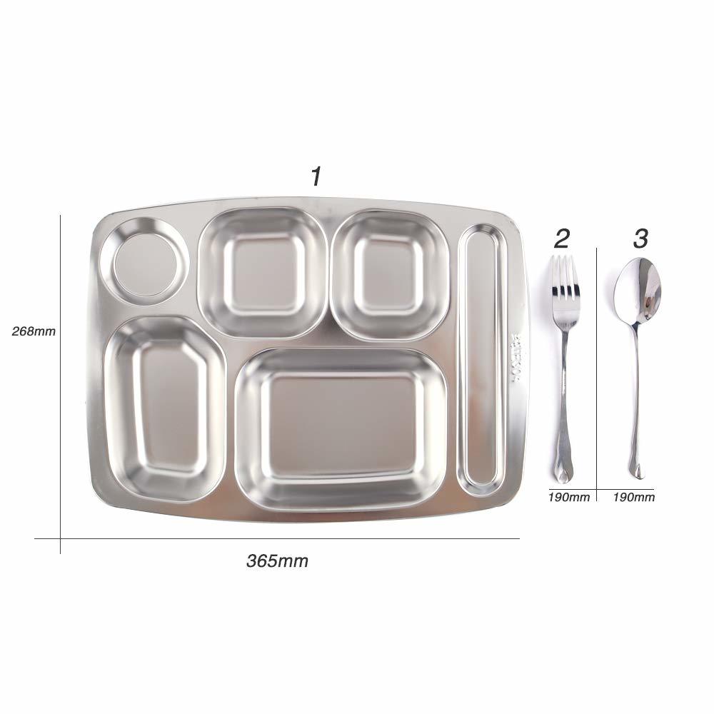 Super Leader Stainless Steel Rectangular Divided Dinner Plate with 4 ...
