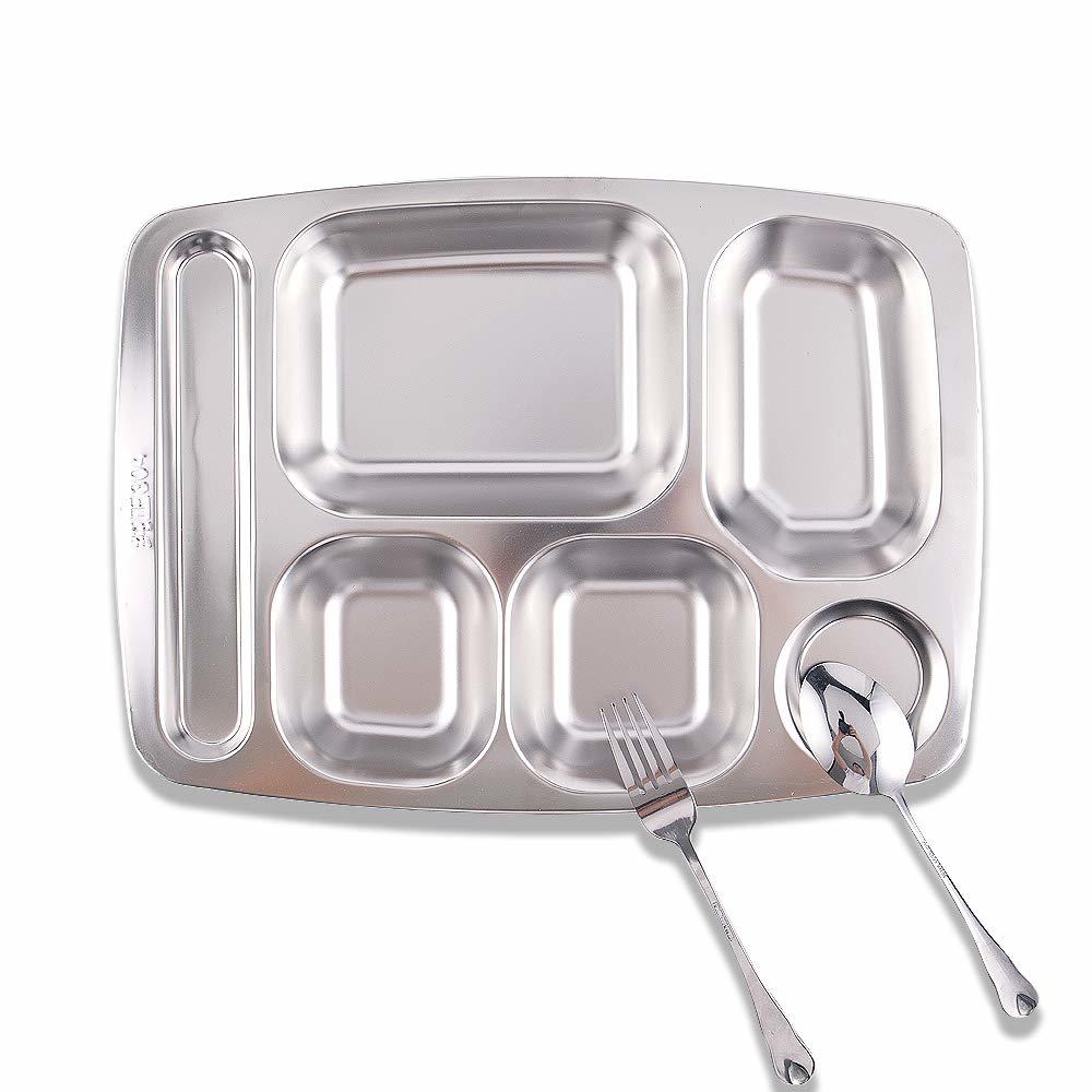 Super Leader Stainless Steel Rectangular Divided Dinner Plate with 4 ...