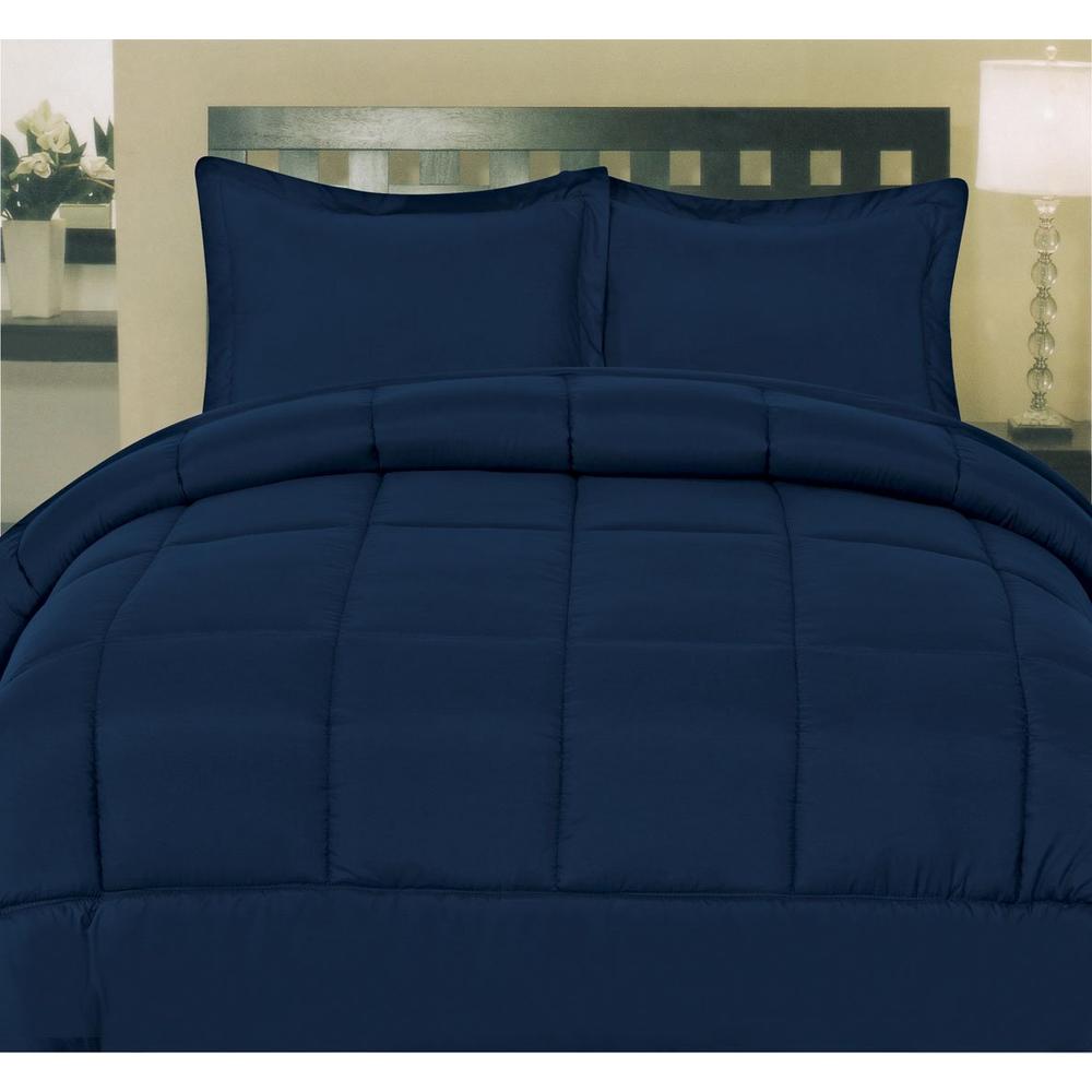 Sweet Home Collection Luxury 5 Piece Bed-In-A-Bag Solid Color Comforter and Sheet Set, Twin, Navy