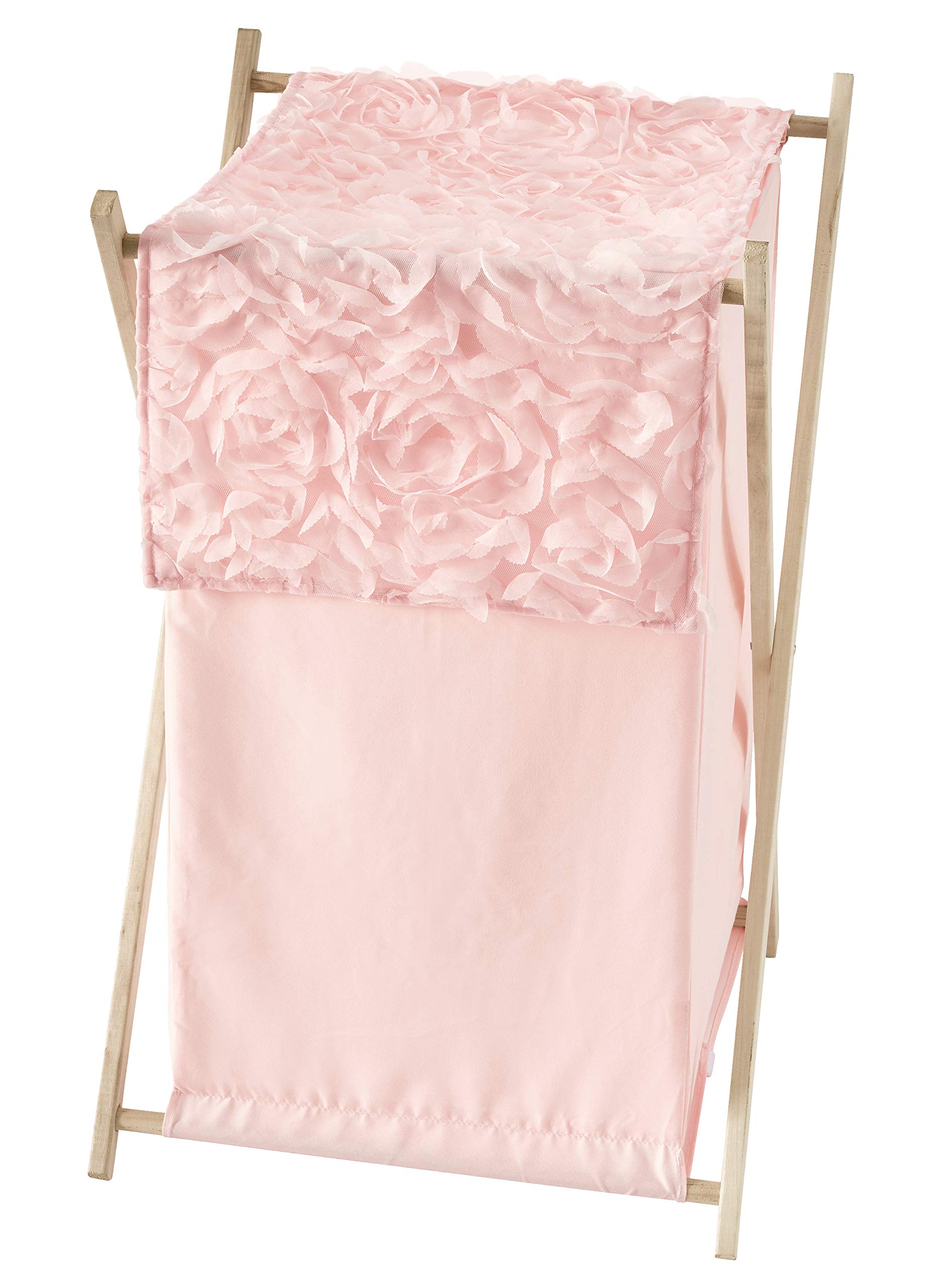 Sweet Jojo Designs Pink Floral Rose Baby Kid Clothes Laundry Hamper - Solid Light Blush Flower Luxurious Elegant Princess Vintag