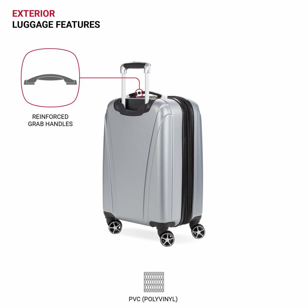 SwissGear 7585 Hardside Expandable Luggage with Spinner Wheels, Silver, Carry-On 19-Inch