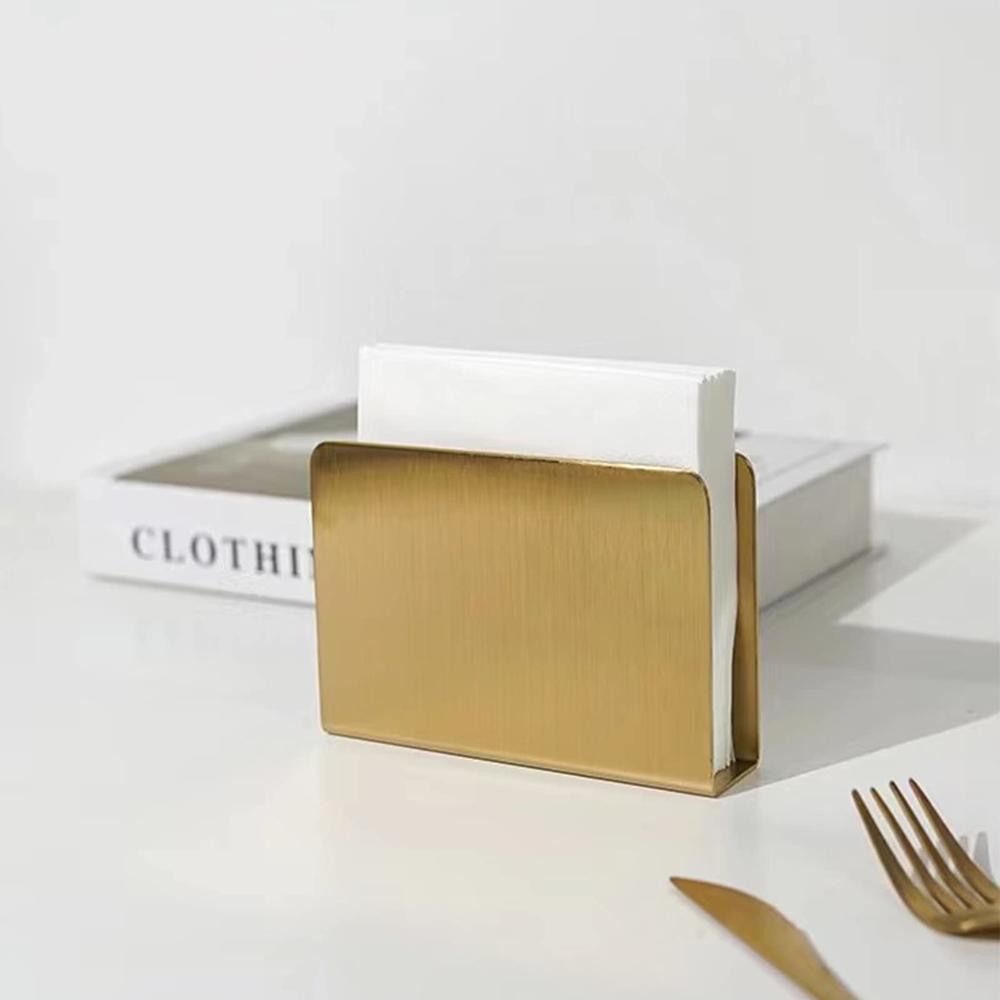 oUUoNNo Gold Napkin Holder Freestanding Steel Tissue Dispenser Paper Napkin Holder for Dining Table Kitchen Countertop Guest Towel (Squa