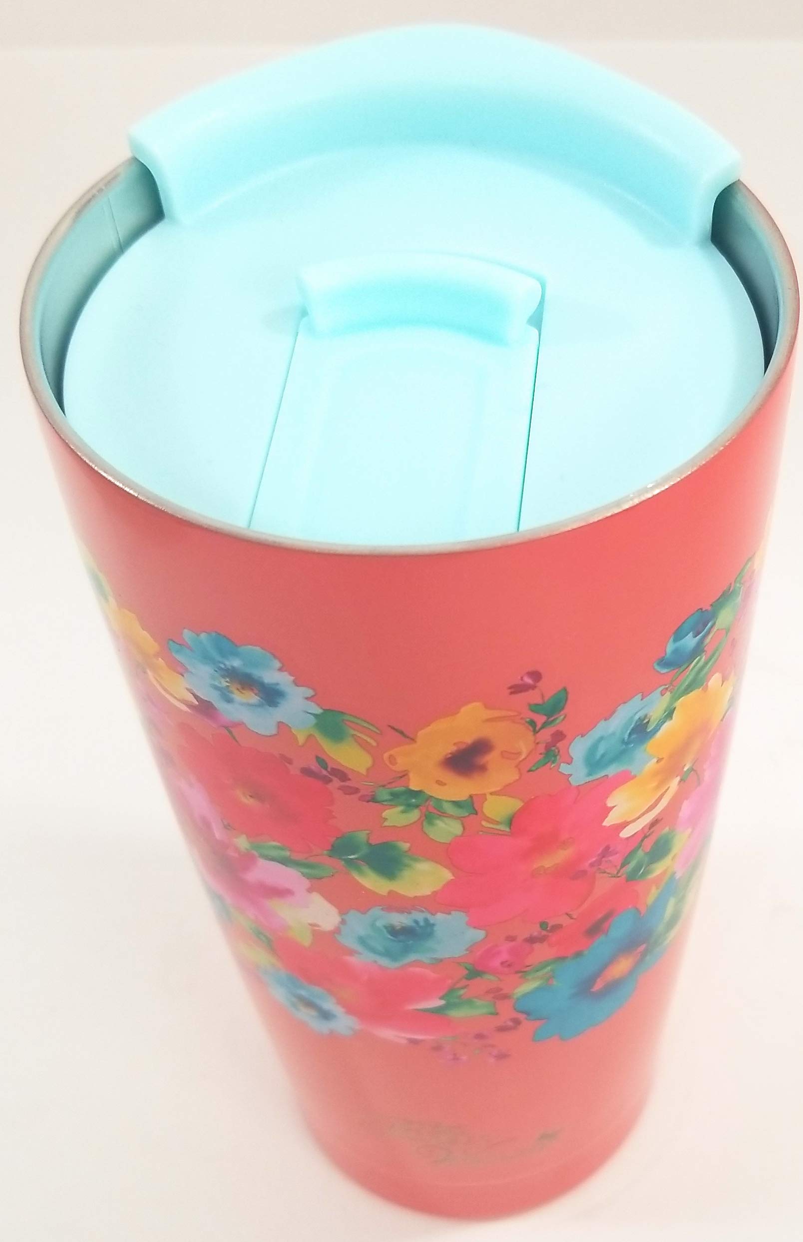 Roaprobe The Pioneer Woman Breezy Bouquet Stainless Steel Double Wall Vacuum Insulated Tumbler with Sliding Lid, 20 oz, Coral with Floral
