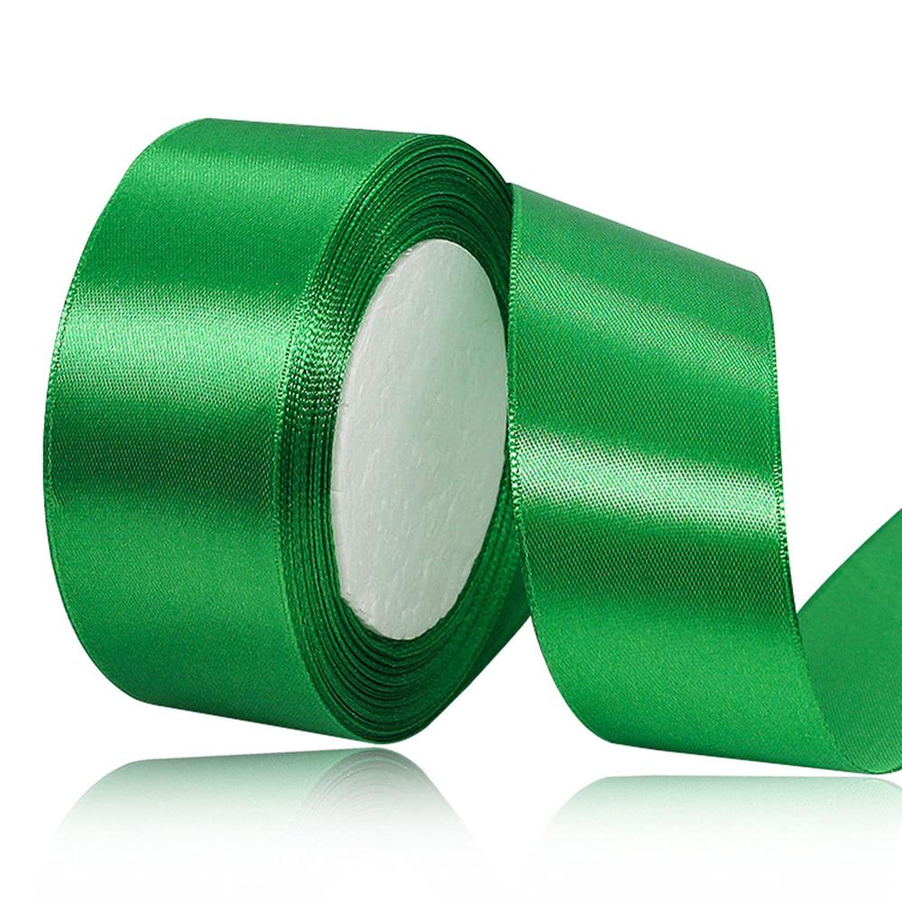 AHOMAME Green Satin Ribbon 1-1/2 Inches x 25 Yards, Solid Color Fabric Ribbon for Gift Wrapping, Crafts, Hair Bows Making, Wreath, Weddi