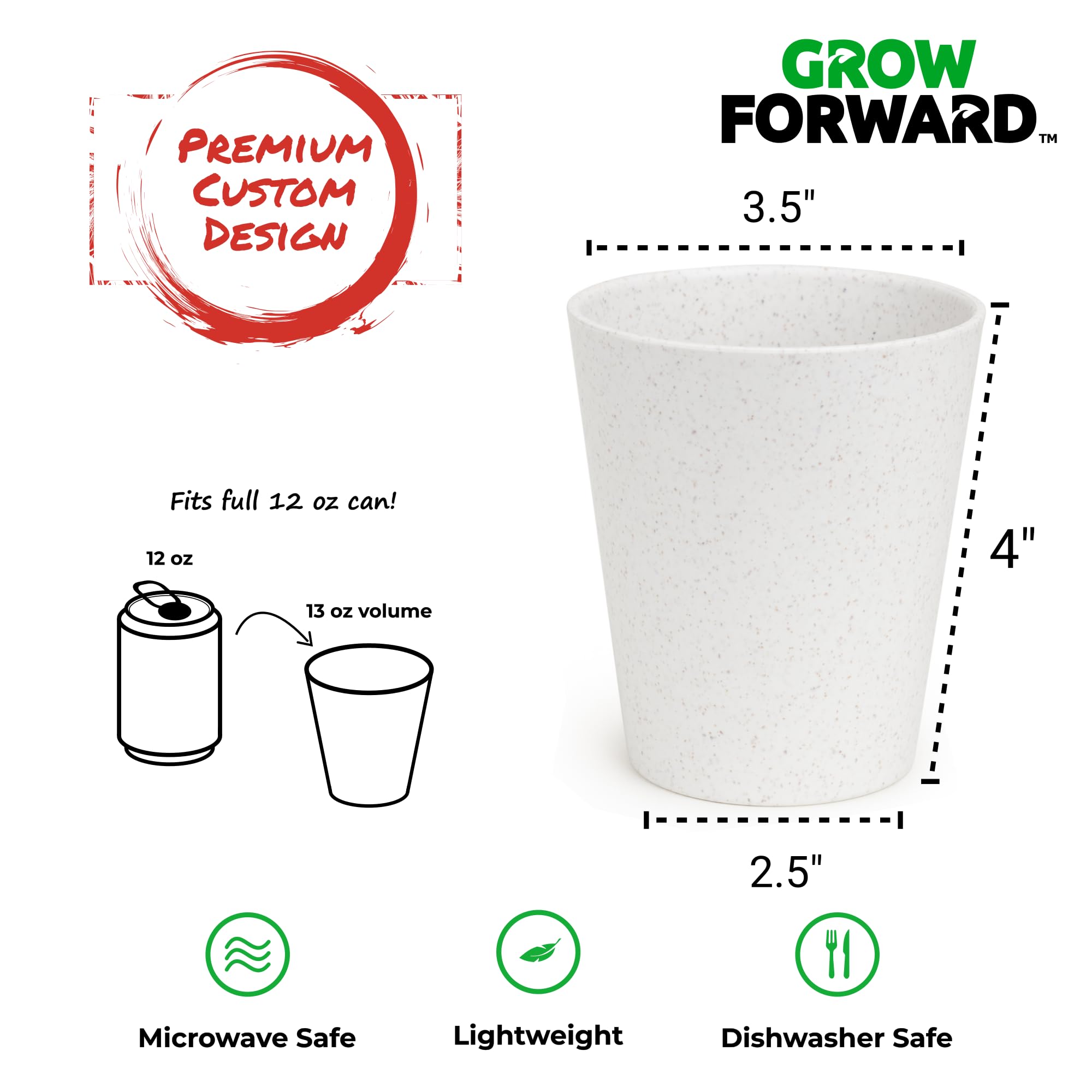 Grow Forward Premium Wheat Straw Cups - 20 oz Reusable Plastic Cups Set of 8 - Unbreakable BPA Free Hard Plastic Drinking Glasse