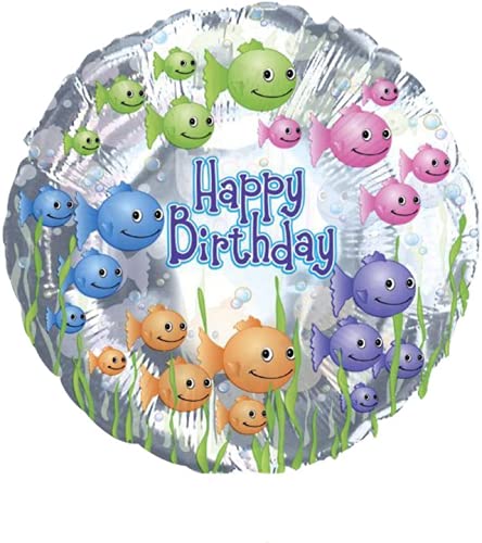 CTI Happy Birthday Fish bowl 18 Inch Mylar-Foil Balloon Pkg/1