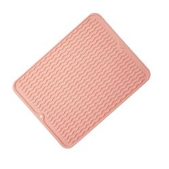 Happy L Dish Drying Mat for Kitchen Counter, Silicone Dish Drainer Mats Heat Resistant Mat, Non-slipping Dishwasher Safe (Pink, 