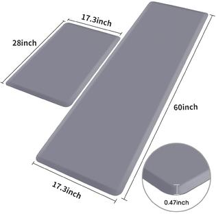 HappyTrends Kitchen Mat,17.3x28+17.3x60 Grey, Cushioned Comfort  Anti-Fatigue Waterproof Floor Mat