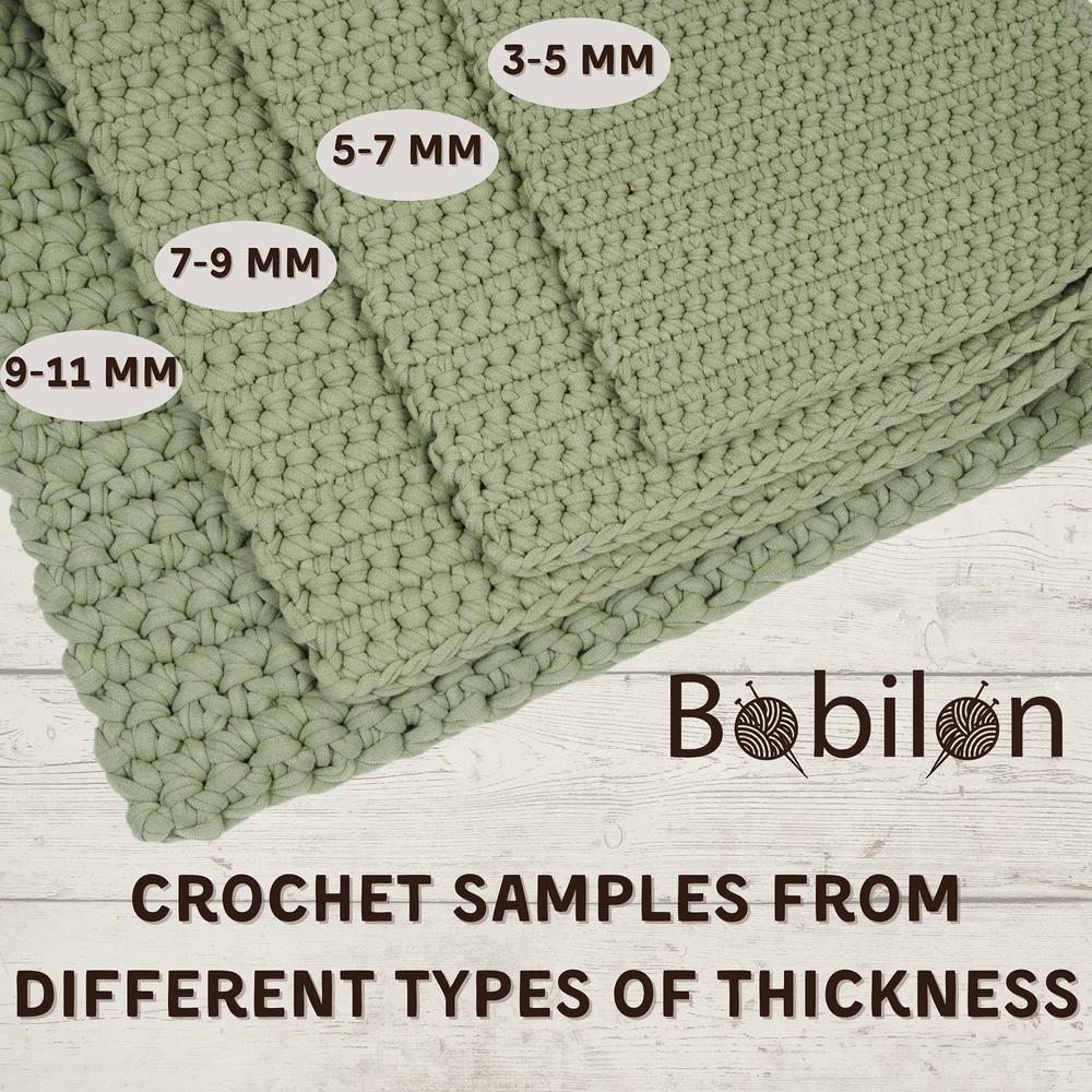 Bobilon T-Shirt Yarn Fettuccini Zpagetti Style, 7-9 mm Tshirt Yarn for Crocheting, Knitting Yarn Ball, T Yarn Organic, Macrame T-Yarn, R