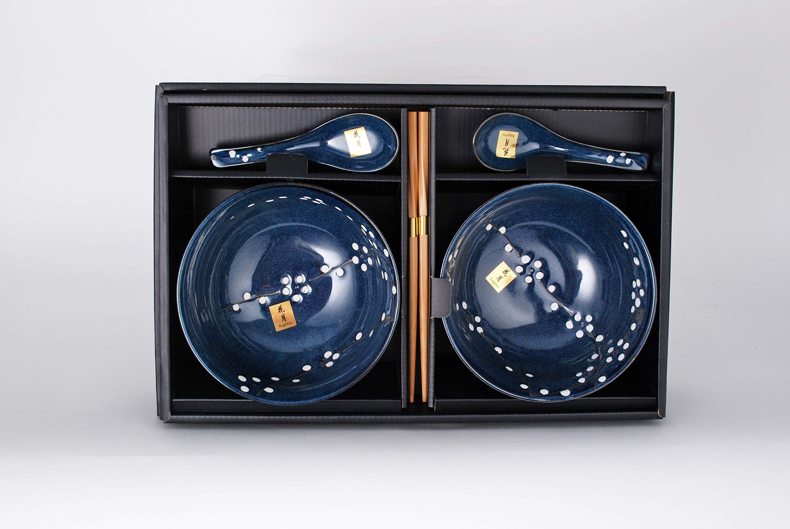 Hinomaru Collection 6 Piece Quality Porcelain Cherry Blossom Sakura Design 20 fl oz Multi Purpose Tayo Rice Noodle Bowl Set of 2