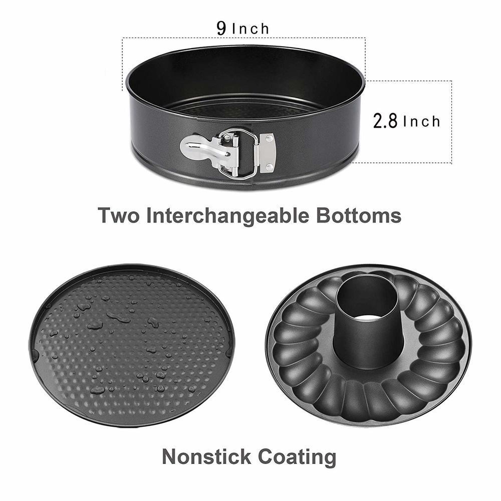 TWSCVC 9 Inch Springform Pan and Bundt Pan,Non-stick Cheesecake Pan and Ice-cream Cake Bakeware, Carbon Steel Tube Pan 2 in 1 wi