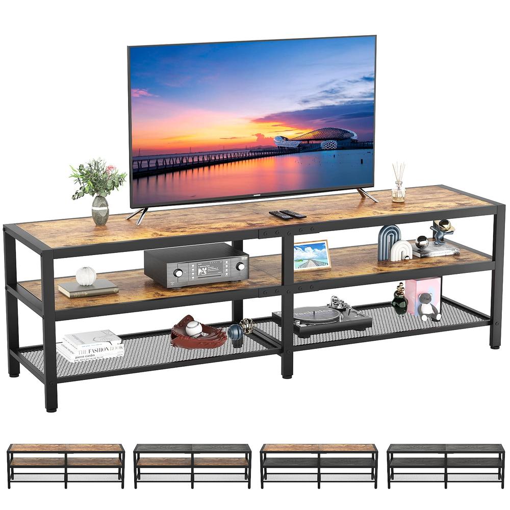 Unikito TV Stand for 65 70 inch TV, Two-Color Industrial Entertainment Center TV Console, Long 63" TV Table with 3 Tiers Open St