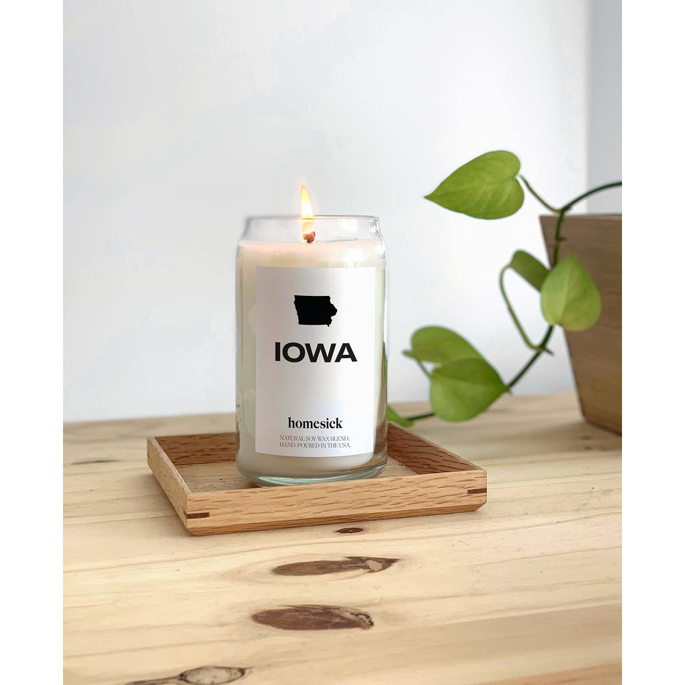 Homesick Premium Scented Candle, Iowa - Scents of Bourbon, Cream, Praline, 13.75 oz, 60-80 Hour Burn, Natural Soy Blend Candle H