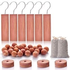 Homode Aromatic Red Cedar Blocks for Clothes and Shoes Storage Including Cedar Hangers and Balls | Value Pack (40 Items and