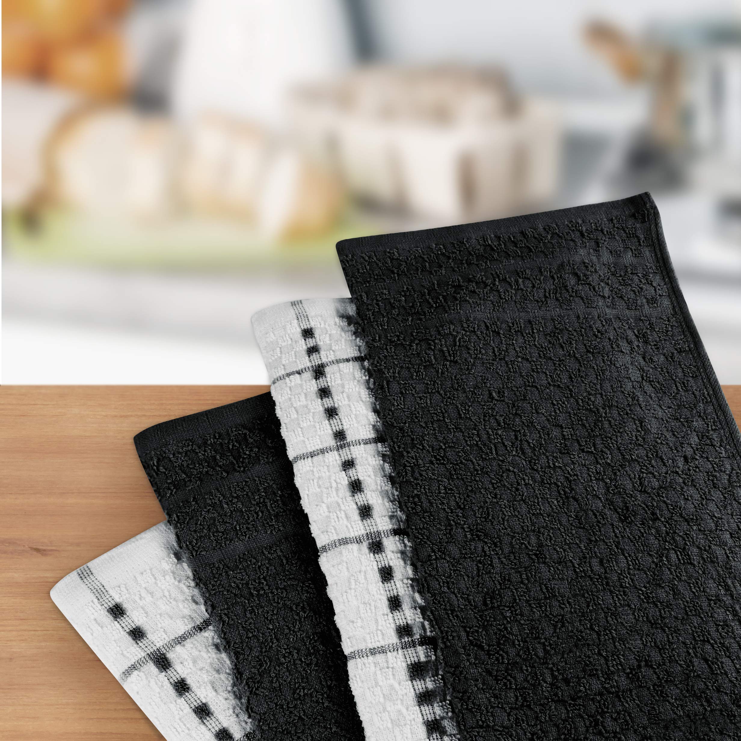 Utopia Towels Kitchen Towels, 15 x 25 Inches, 100% Ring Spun Cotton Super Soft and Absorbent Black Dish Towels, Tea Towels and B