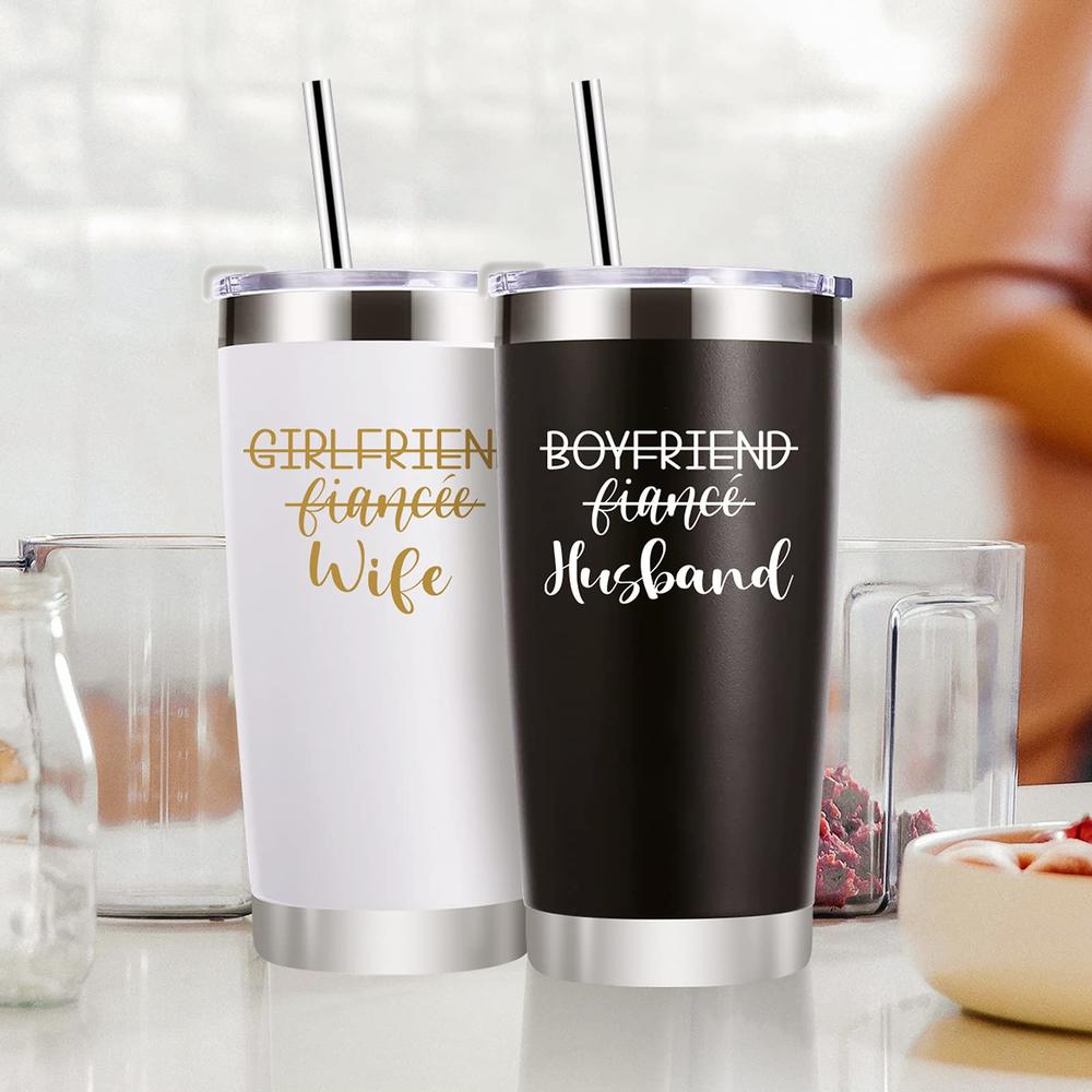 JETIKON Husband and Wife Travel Tumbler Apron Set Wedding Gifts for Couples Unique 2023 His and Hers Gifts Engagement Anniversary Valent