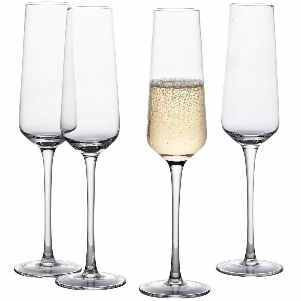 Vintorio GoodGlassware Champagne Flutes (Set Of 4) 8.5 oz - Tall, Long Stem, Crystal Clear, Classic, and Seamless Tower Design -