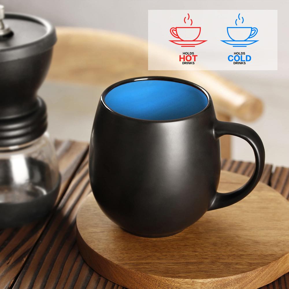Vivimee 4 Pack Ceramic Coffee Mug Sets, 20 Ounce Large Coffee Mugs, Black Coffee Mug, Restaurant Coffee Cups for Coffee, Tea, Ca