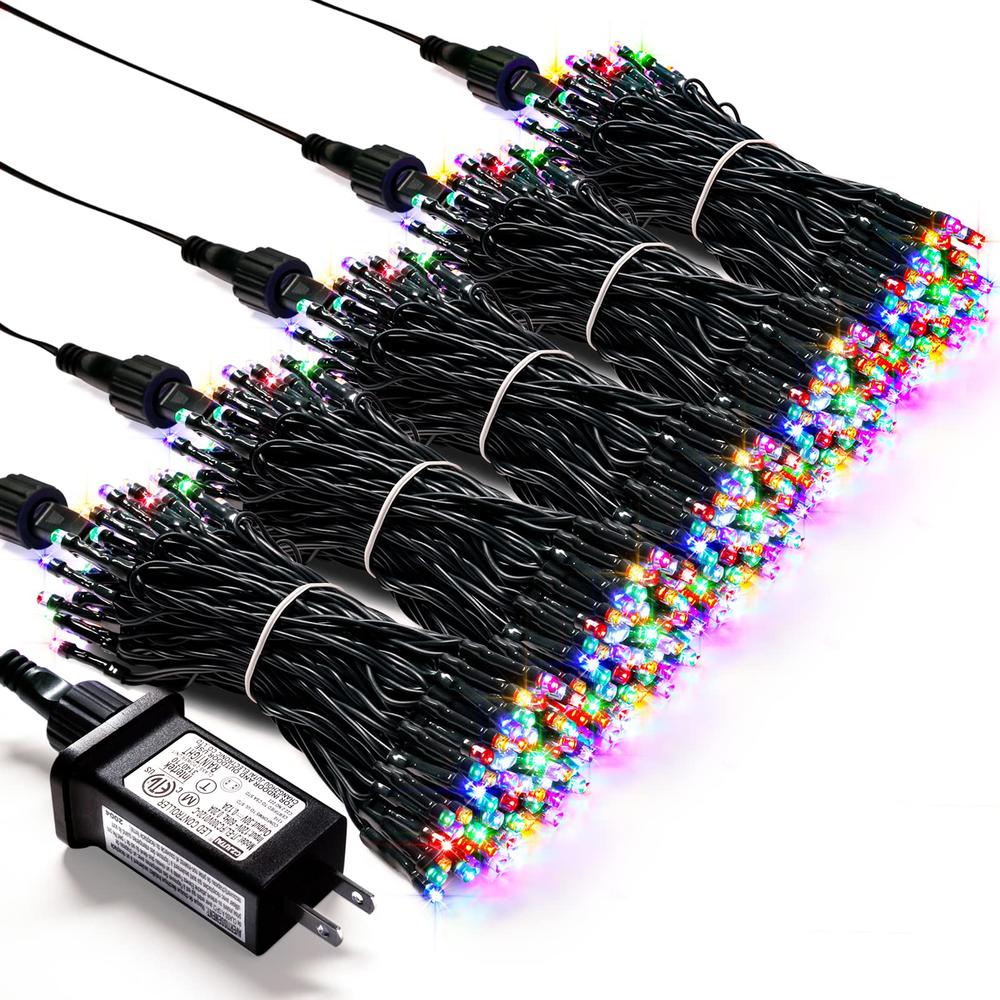 JMEXSUSS 500 LED Christmas Lights Outdoor Waterproof, Expandable Muticolor Christmas Tree Lights Plug in, 8 Modes Twinkle Fairy 